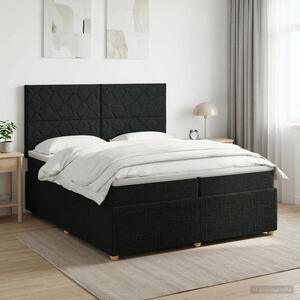 Imagine vidaXL Pat boxspring cu saltea Negru 200 x 200 cm Țesătură