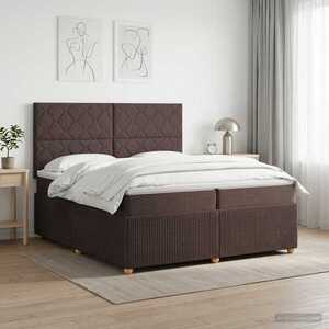 Imagine vidaXL Pat boxspring cu saltea Maro închis 200 x 200 cm Țesătură