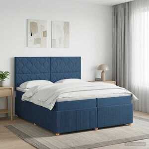Imagine vidaXL Pat boxspring cu saltea albastru 200 x 200 cm Țesătură