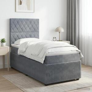 Imagine vidaXL Pat boxspring cu saltea Gri închis 80 x 200 cm Catifea