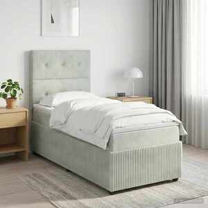 Imagine vidaXL Pat boxspring cu saltea Gri deschis 80 x 200 cm Catifea