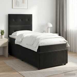 Imagine vidaXL Pat boxspring cu saltea cu headboard Negru 80 x 200 cm Catifea