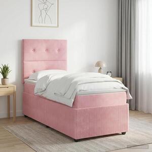 Imagine vidaXL Pat boxspring cu saltea cu headboard Roz 80 x 200 cm Catifea