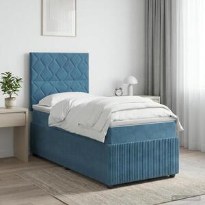 Imagine vidaXL Pat boxspring cu saltea albastru 100 x 200 cm Catifea