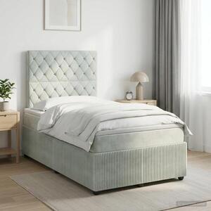 Imagine vidaXL Pat boxspring cu saltea Gri deschis 120 x 190 cm Catifea