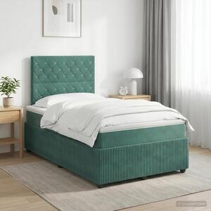 Imagine vidaXL Pat boxspring cu saltea Verde închis 120 x 190 cm Catifea