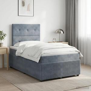 Imagine vidaXL Pat boxspring cu saltea Gri închis 120 x 190 cm Catifea