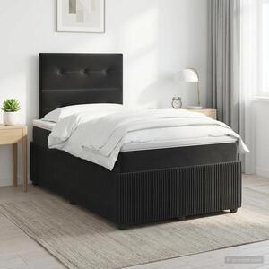 Imagine vidaXL Pat boxspring cu saltea cu headboard Negru 120 x 190 cm Catifea