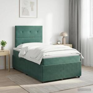 Imagine vidaXL Pat boxspring cu saltea Verde închis 120 x 190 cm Catifea