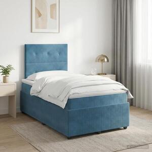 Imagine vidaXL Pat boxspring cu saltea albastru 120 x 190 cm Catifea