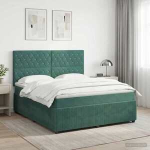 Imagine vidaXL Pat boxspring cu saltea Verde închis 140 x 190 cm Catifea