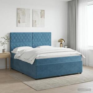Imagine vidaXL Pat boxspring cu saltea albastru 140 x 190 cm Catifea