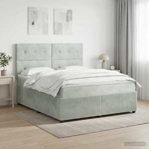Imagine vidaXL Pat boxspring cu saltea Gri deschis 140 x 190 cm Catifea