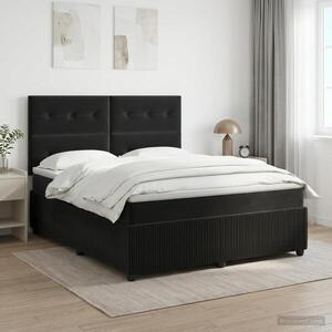 Imagine vidaXL Pat boxspring cu saltea cu headboard Negru 140 x 190 cm Catifea