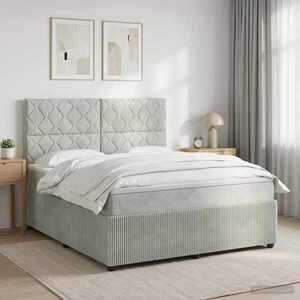Imagine vidaXL Pat boxspring cu saltea Gri deschis 140 x 190 cm Catifea