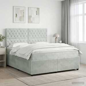 Imagine vidaXL Pat boxspring cu saltea Gri deschis 140 x 200 cm Catifea