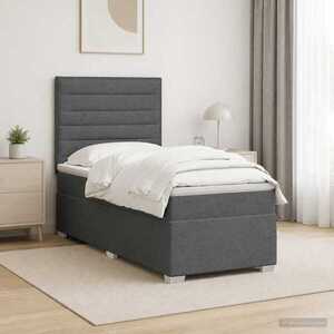 Imagine vidaXL Pat boxspring cu saltea Gri închis 80 x 200 cm Țesătură
