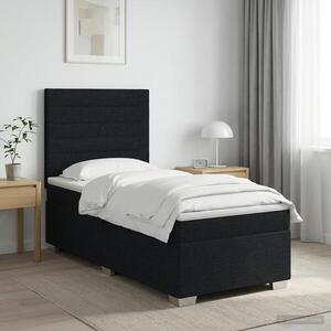 Imagine vidaXL Pat boxspring cu saltea cu benzi LED Negru 80 x 200 cm Țesătură