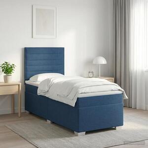 Imagine vidaXL Pat boxspring cu saltea albastru 80 x 200 cm Țesătură