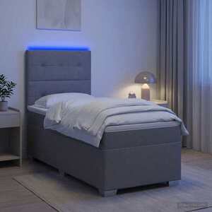 Imagine vidaXL Pat boxspring cu saltea Gri deschis 80 x 200 cm Țesătură