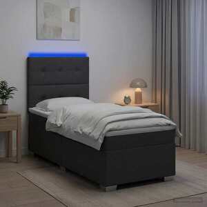 Imagine vidaXL Pat boxspring cu saltea Gri închis 80 x 200 cm Țesătură