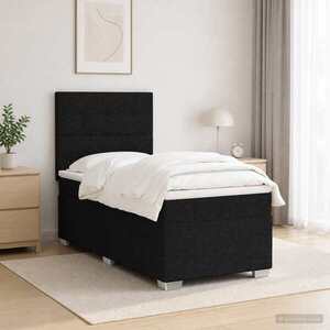 Imagine vidaXL Pat boxspring cu saltea cu benzi LED Negru 80 x 200 cm Țesătură