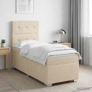 Imagine vidaXL Pat boxspring cu saltea cu benzi LED Crem 80 x 200 cm Țesătură