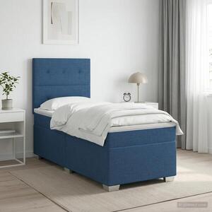 Imagine vidaXL Pat boxspring cu saltea albastru 80 x 200 cm Țesătură