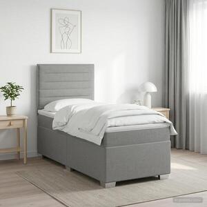 Imagine vidaXL Pat boxspring cu saltea Gri deschis 100 x 200 cm Țesătură