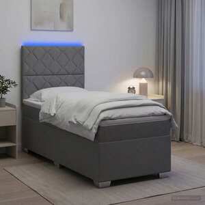 Imagine vidaXL Pat boxspring cu saltea Gri deschis 100 x 200 cm Țesătură