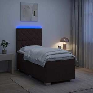 Imagine vidaXL Pat boxspring cu saltea Maro închis 100 x 200 cm Țesătură