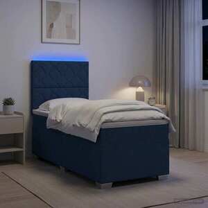 Imagine vidaXL Pat boxspring cu saltea albastru 100 x 200 cm Țesătură