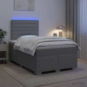 Imagine vidaXL Pat boxspring cu saltea Gri deschis 120 x 200 cm Țesătură