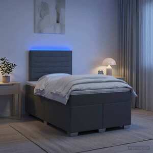 Imagine vidaXL Pat boxspring cu saltea Gri închis 120 x 200 cm Țesătură