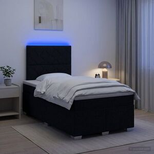 Imagine vidaXL Pat boxspring cu saltea Negru 120 x 200 cm Țesătură