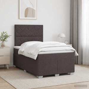 Imagine vidaXL Pat boxspring cu saltea Maro închis 120 x 200 cm Țesătură