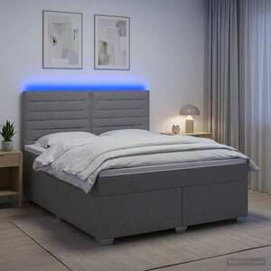 Imagine vidaXL Pat boxspring cu saltea Gri deschis 140 x 190 cm Țesătură