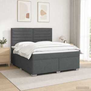 Imagine vidaXL Pat boxspring cu saltea Gri închis 140 x 190 cm Țesătură