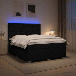 Imagine vidaXL Pat boxspring cu saltea Negru 140 x 190 cm Țesătură