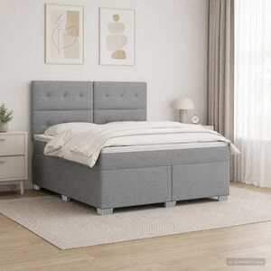Imagine vidaXL Pat boxspring cu saltea Gri deschis 140 x 190 cm Țesătură