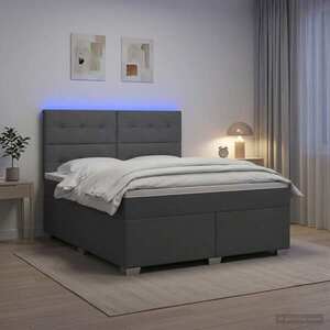 Imagine vidaXL Pat boxspring cu saltea Gri închis 140 x 190 cm Țesătură