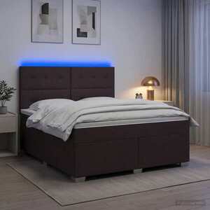 Imagine vidaXL Pat boxspring cu saltea Maro închis 140 x 190 cm Țesătură