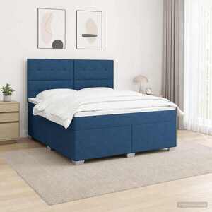 Imagine vidaXL Pat boxspring cu saltea albastru 140 x 190 cm Țesătură