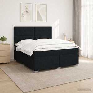 Imagine vidaXL Pat boxspring cu saltea Negru 160 x 200 cm Țesătură