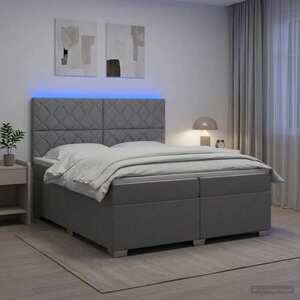 Imagine vidaXL Pat boxspring cu saltea Gri deschis 200 x 200 cm Țesătură