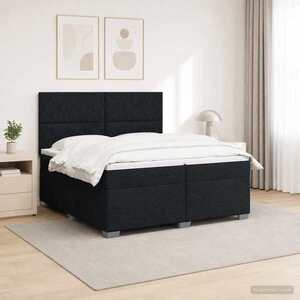 Imagine vidaXL Pat boxspring cu saltea Negru 200 x 200 cm Țesătură