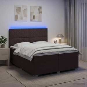 Imagine vidaXL Pat boxspring cu saltea Maro închis 200 x 200 cm Țesătură