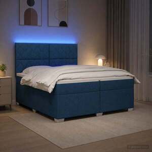 Imagine vidaXL Pat boxspring cu saltea albastru 200 x 200 cm Țesătură