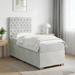 Imagine vidaXL Pat boxspring cu saltea Gri deschis 80 x 200 cm Catifea