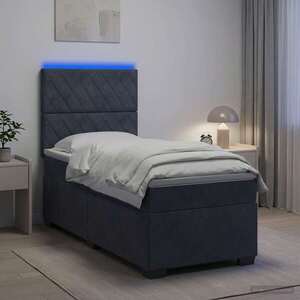Imagine vidaXL Pat boxspring cu saltea Gri închis 80 x 200 cm Catifea